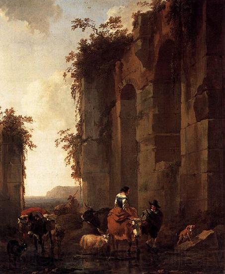 Nicolaes Pietersz. Berchem Ruins in Italy Norge oil painting art
